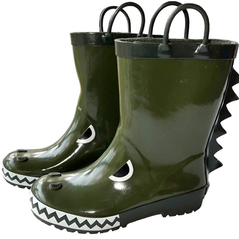 Gymboree green dinosaur rain boots size 13 - Picture 4 of 10